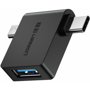 Átalakító Ugreen mikro USB (M) + USB-C (M) - USB 3.0 (F) OTG adapter fekete