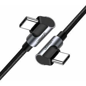 Adatkábel UGREEN Angled USB-C Cable Aluminum Case with Braided 1 m Black