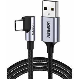 Adatkábel UGREEN USB-A Male to USB-C Male 3.0 3A 90-Degree Angled Cable 1 m Black