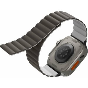 Szíj UNIQ Revix Reversible Magnetic Szíj az Apple Watch 42/44/45/Ultra 49mm okosórához - szürke/fehér