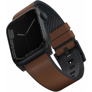 Szíj Uniq Straden Vízálló bőrszíj Apple Watch 42/44/45/Ultra 49mm okosórához, barna