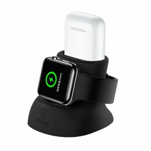 Állvány USAMS US-ZJ051 2in1 Silicon Charging Holder For Apple Watch And AirPods black