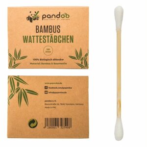Fültisztító pálcika PANDOO bambusz pamut fültisztító pálcika, organikus pamuttal 200 db