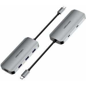 Port replikátor Vention USB-C to HDMI / USB-C 3.2 Gen 1 / USB 3.0 x 3 / PD Docking Station 0.15M Gray Aluminum
