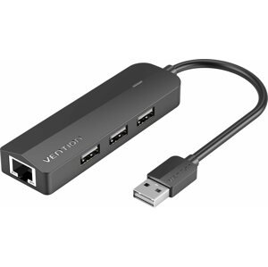 USB Hub Vention 3-Port USB 2.0 Hub with 100Mbps Ethernet Adapter 0,15m Black