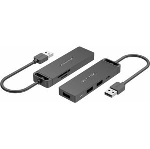 USB Hub USB 2.0 - 3x USB / TF / SD / Micro USB-B HUB 0.15M fekete ABS típus