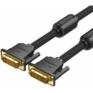 Videokábel Vention Cotton Braided DVI Dual-link (DVI-D) Cable 1m Black