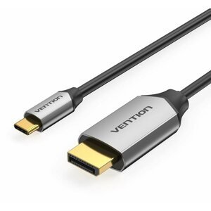 Videokábel Vention USB-C to DP (DisplayPort) Cable 1M Black Aluminum Alloy Type