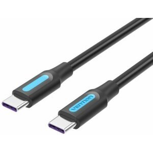Adatkábel Vention Type-C (USB-C) 2.0 (M) to USB-C (M) 100W / 5A Cable 2m Black PVC Type