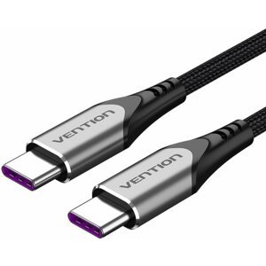 Adatkábel Vention Type-C (USB-C) 2.0 (M) to USB-C (M) 100W / 5A Cable 0.5m Gray Aluminum Alloy Type