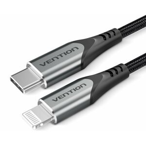 Adatkábel Vention Lightning MFi to USB-C Braided Cable (C94) 1m Gray Aluminum Alloy Type