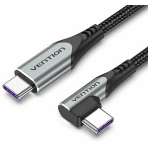 Adatkábel Vention Type-C (USB-C) 2.0 Right Angle to USB-C 1m Gray Aluminum Alloy Type