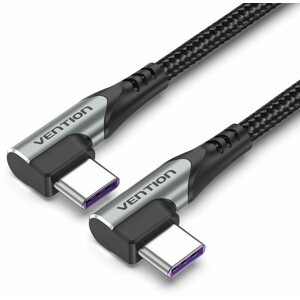 Adatkábel Vention Type-C (USB-C) 2.0 to USB-C Dual Right Angle 0.5m Gray Aluminum Alloy Type