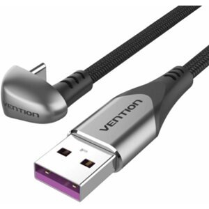 Adatkábel Vention USB-C to USB 2.0 U-Shaped 5A Cable 2M Gray Aluminum Alloy Type