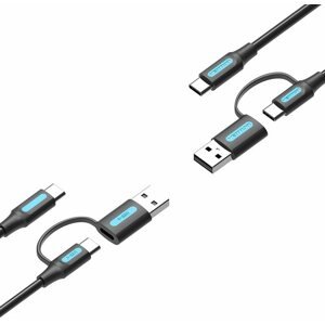Adatkábel Vention USB-C & USB-A to USB-C Cable 0.5M Black PVC Type