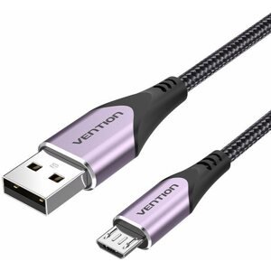 Adatkábel Vention Cotton Braided Micro USB to USB 2.0 Cable Purple 1.5m Aluminum Alloy Type