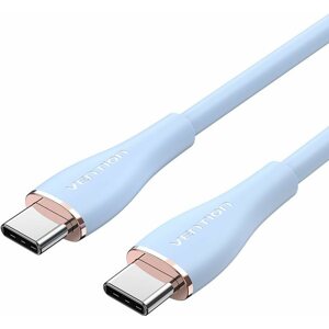Adatkábel Vention USB-C 2.0 Silicone Durable 5A Cable 1m Light Blue Silicone Type