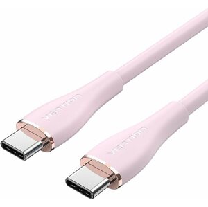 Adatkábel Vention USB-C 2.0 Silicone Durable 5A Cable 1.5m Light Pink Silicone Type