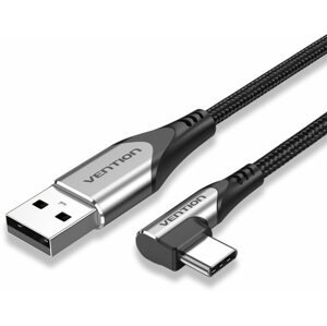 Adatkábel Vention Type-C (USB-C) 90° to USB 2.0 Cotton Cable Gray 3m Aluminum Alloy Type