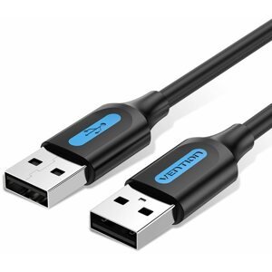 Adatkábel USB 2.0 dugó - USB dugó kábel 1.5M fekete PVC típus