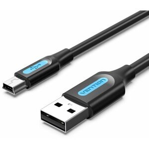 Adatkábel Mini USB (M) - USB 2.0 (M) kábel 0,25 M fekete PVC típus