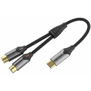 Audio kábel Vention USB-C Male to 2-Female RCA Cable 0.5M Gray Aluminum Alloy Type