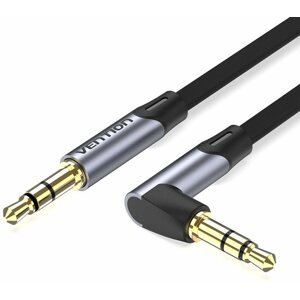 Audio kábel Vention 3.5MM Right Angle Male to Male Flat Aux Cable 0.5M Gray Aluminum Alloy Type