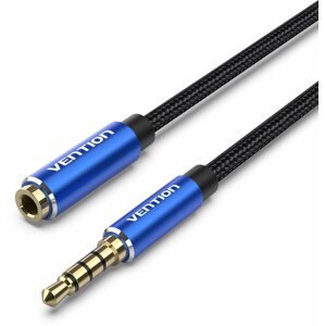 Audio kábel Vention Cotton Braided TRRS 3,5 mm Male to 3,5 mm Female Audio Extension 0,5 m Blue Aluminum Alloy Type