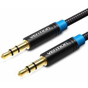 Audio kábel Vention Cotton Braided 3,5mm Jack Male to Male Audio Cable 2m Black Metal Type