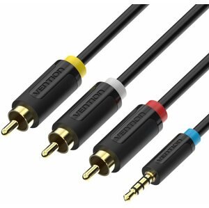 Videokábel Vention 2.5mm Male to 3x RCA Male AV Cable 1.5m Black