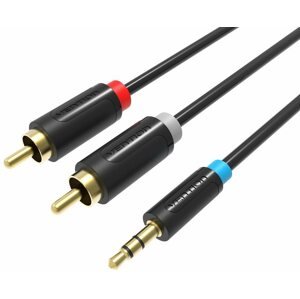 Audio kábel Vention 3.5mm Jack Male to 2-Male RCA Adapter Cable 0.5M Black