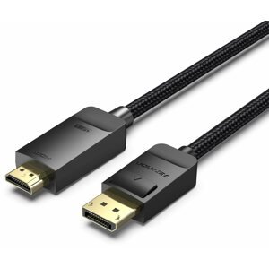 Videokábel Vention Cotton Braided 4K DP (DisplayPort) to HDMI Cable 1M Black
