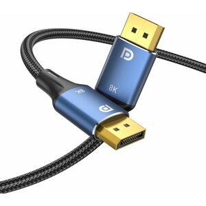 Videokábel Vention Cotton Braided DP Male to Male HD Cable 8K 2 m Blue Aluminum Alloy Type