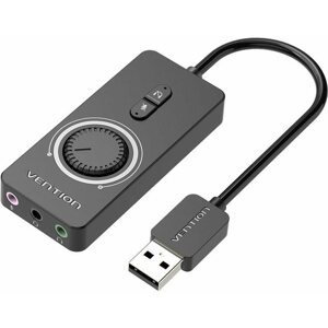 Külső hangkártya Vention USB 2.0 External Stereo Sound Adapter with Volume Control 0.15M Black ABS Type