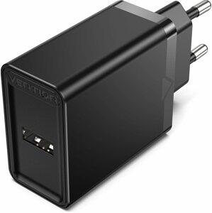 Hálózati adapter Vention 1-port USB Wall Charger (12W) Black