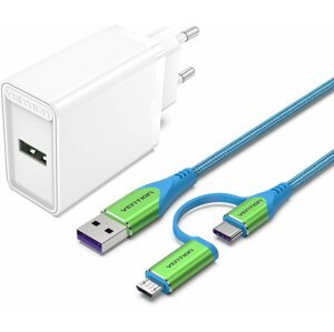 Hálózati adapter Vention & Alza Charging Kit (18W + 2in1 USB-C/micro USB Cable 1m) Collaboration Type
