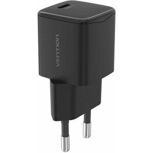 Hálózati adapter Vention Ultramini 1-Port USB-C Wall Charger (20W) EU-Plug Black
