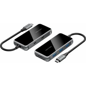 Port replikátor Vention USB-C to HDMI / 3x USB 3.0 / SD / TF / PD Docking Station 0.15M Gray Mirrored Surface Type