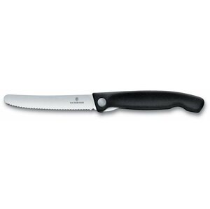 Konyhakés Victorinox Swiss Classic Kihajtható uzsonnázó kés recés éllel, fekete 11 cm