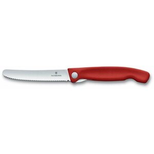 Konyhakés Victorinox Swiss Classic Kihajtható uzsonnázó kés recés éllel, piros 11 cm