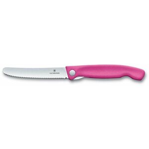 Konyhakés Victorinox Swiss Classic Kihajtható uzsonnázó kés recés éllel, rózsaszín 11 cm