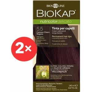 Természetes hajfesték BIOKAP Nutricolor Delicato Mahogany Light Brown Gentle Dye 5.50 (2× 140 ml)