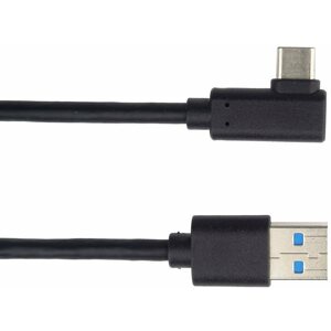 Adatkábel PremiumCord kábel 90 fokban hajlított C/M típusú USB konnektor - USB 3.0 A/M, 50cm