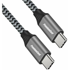 Adatkábel PremiumCord kábel USB-C M/M, 100 W 20 V/5 A 480 Mbps pamut borítás 2 m