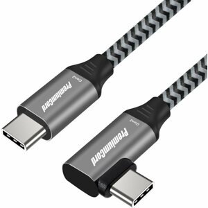 Adatkábel PremiumCord USB-C hajlított kábel (USB 3.2 GEN 2, 3 A, 60 W, 20 Gbit/s) pamut borítás 2 m