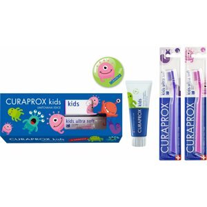 Ajándék szett CURAPROX Kids Limitált kiadás, 2× Kids fogkefe + Menta fogkrém 60 ml